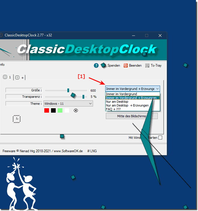 Erzwinge dass das Fenster im Vordergrund oder Hintergrund ist!