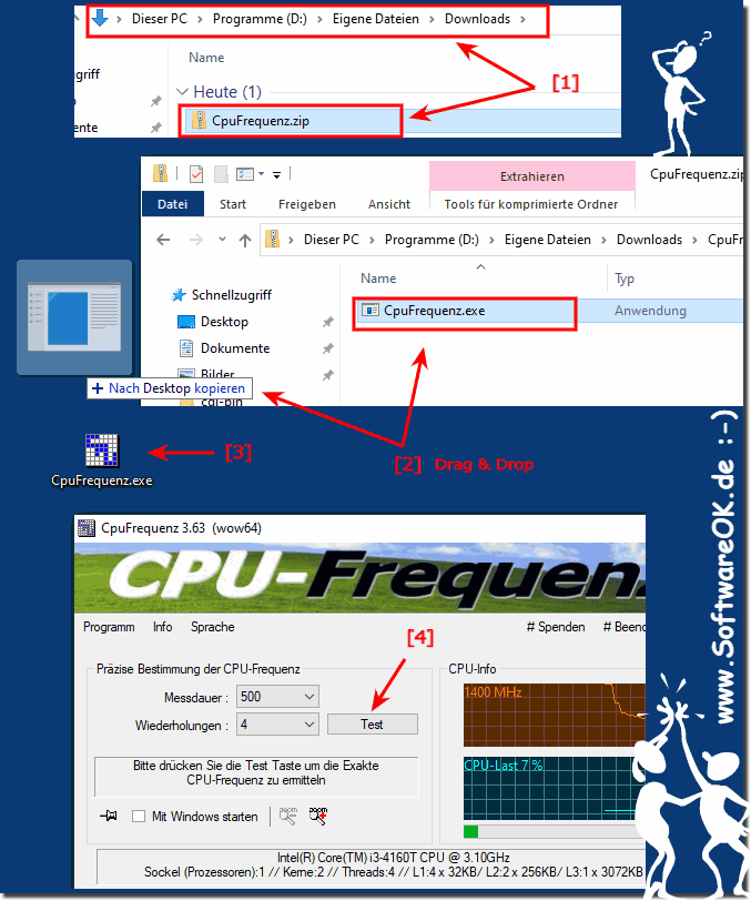 CPU-Frequenz-Abfrage ohne Installation auf MS Windows OS!