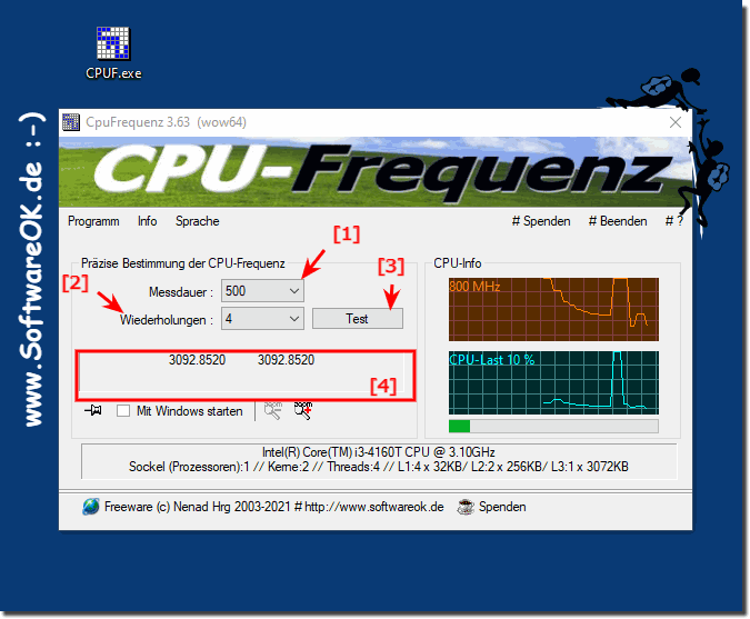 Die Exakte CPU Frequenz Abfrage auf MS Windows 10 OS!