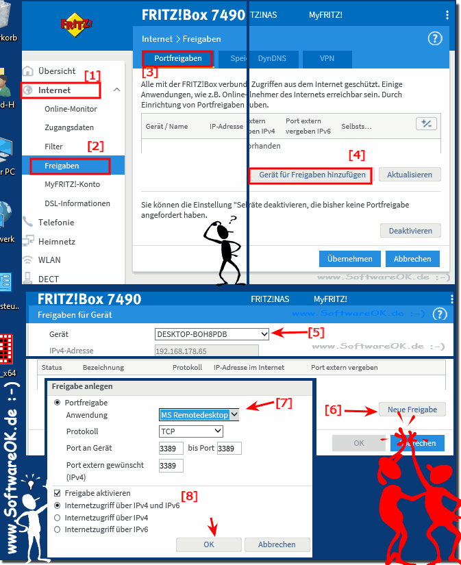 Fritz-Box und die Remote Desktop Port Freigabe fr Internet-Zugriff!