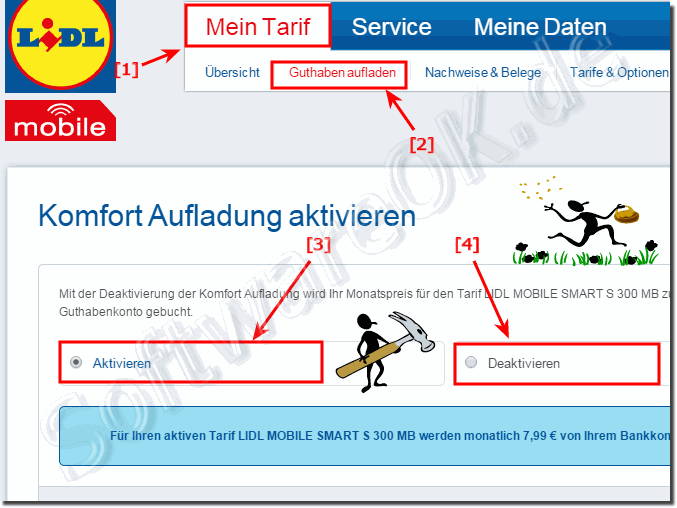 Komfort Aufladung bei Lidl Mobile aktivieren oder deaktivieren!