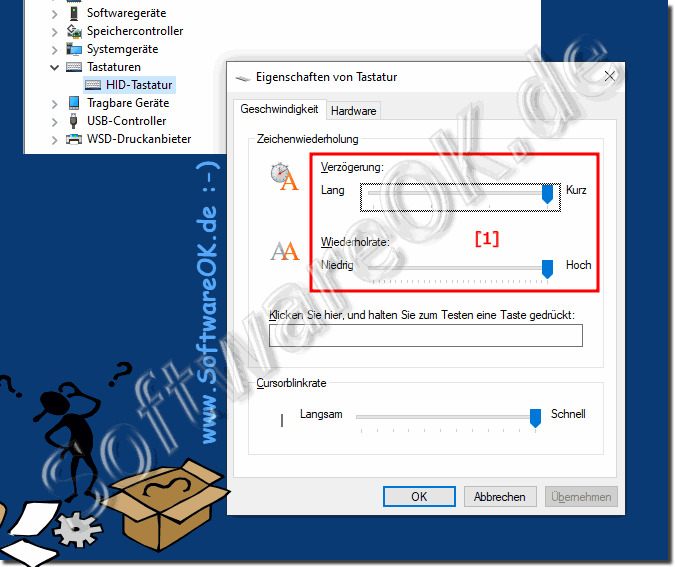 Probleme beim Schreiben Tastatur Verzgerung und Wiederholrate!   