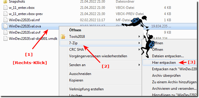 Datei mit der ova Endung entpacken! 