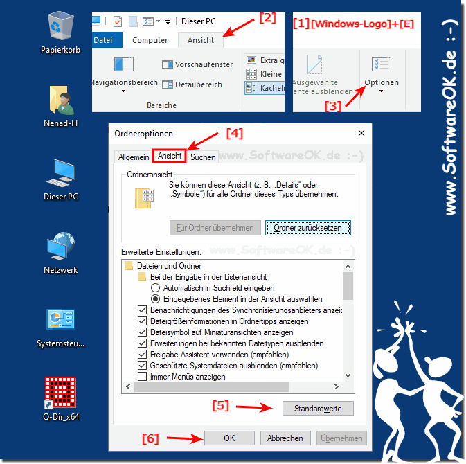 Windows Explorer auf Ordner-Optionen Standardwerte!