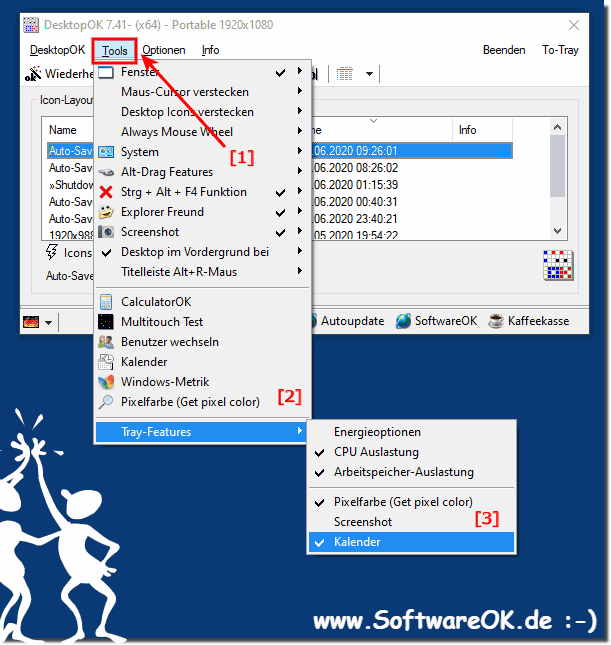 Desktop-Kalender in Desktop-OK für Windows 10, 8.1, ...!