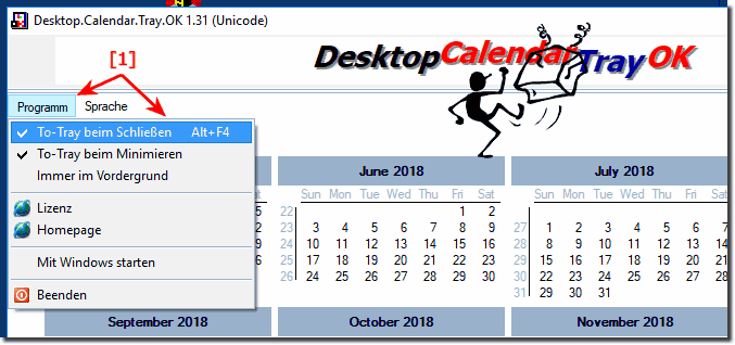 Kalender nicht immer im Windows Hintergrund!