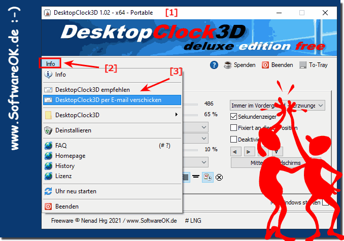 3D Desktop Uhr kommerziell nutzen und teilen aum MS Windows OS!