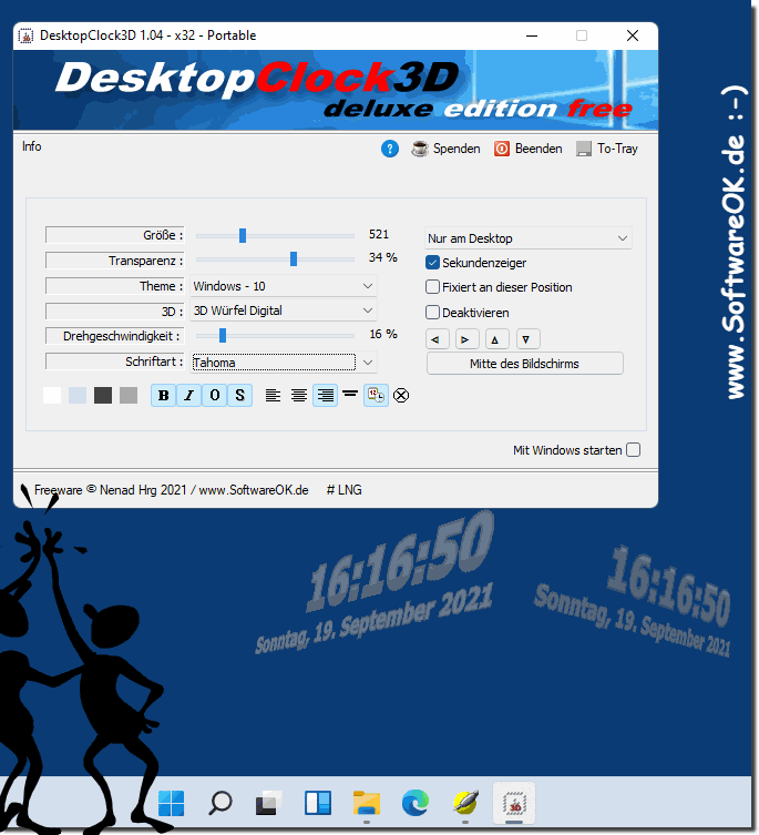 Die Desktop Uhr 3D auf Windows 11 verwenden!