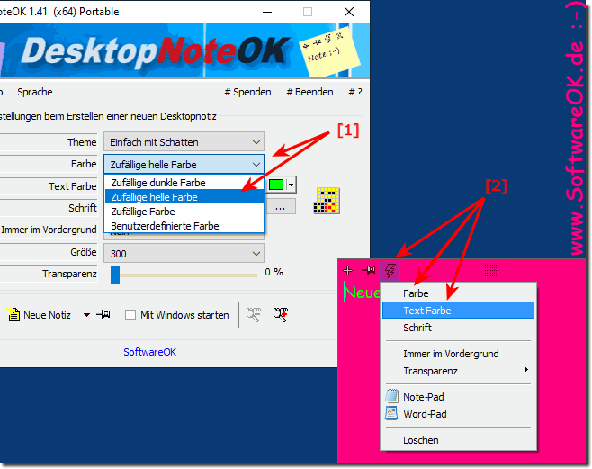 Die Farbe der Desktop Haft Notiz auf dem Desktop festlegen!