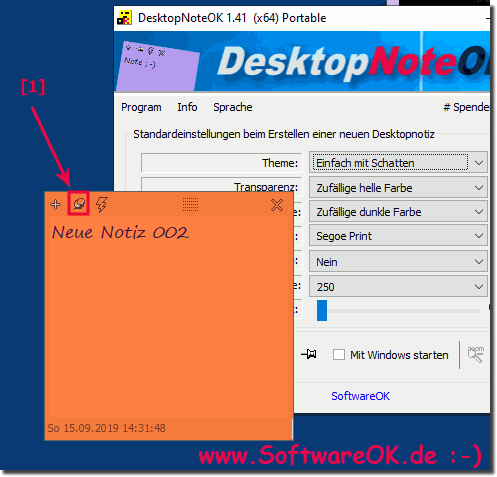 Kurznotizen auf dem Windows-Desktop nicht Vordergrund!