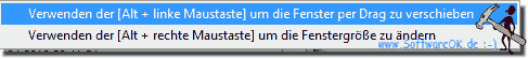 Fenster Position von berall am Fenster mit der Maus!