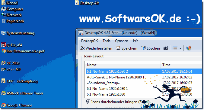 Windows Desktop Icon Text auf der rechten Seite!
