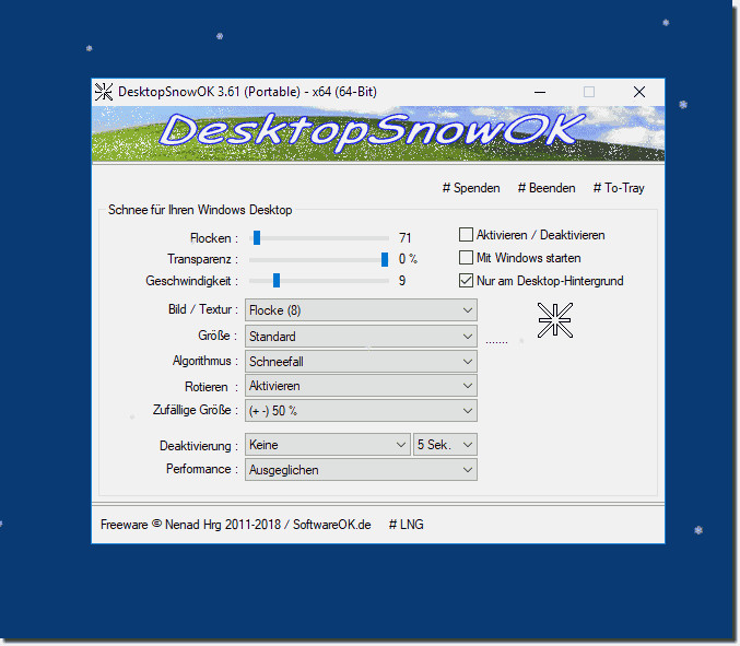Schnee am Desktop Entspannend fallen Lassen!