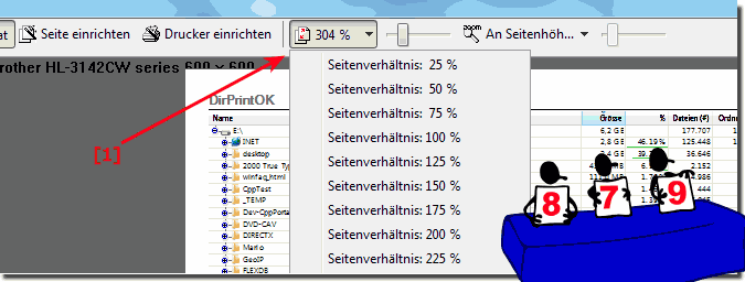 Verzeichnis Ausdruck Seiten-Verhltnis Einrichten!