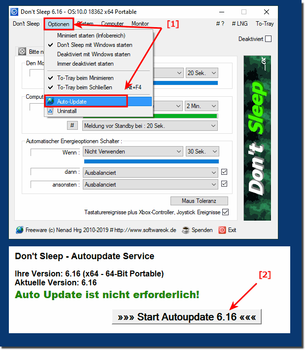 Das Don't Sleep Autoupdate unter Windows!