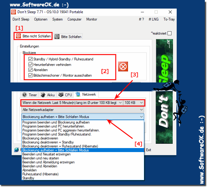 Das benutzen der Download Optionen und die Standby Blockierung!