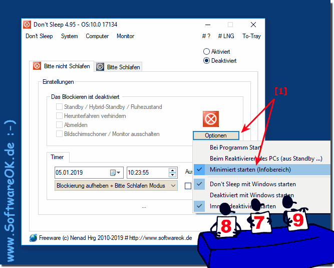 Don't Sleep immer minimiert Starten Lassen!