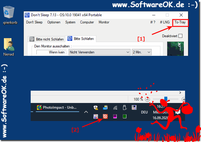 DontSleep im Infobereich der Windows Taskleiste!