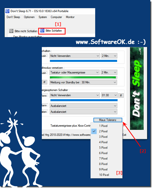 Maus-Toleranz-Empfindlichkeit in Bitte Schlafen!