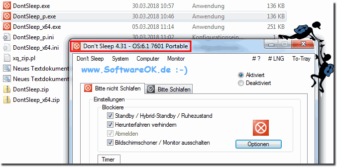 Portabler Einsatz von Don't Sleep unter Windows!