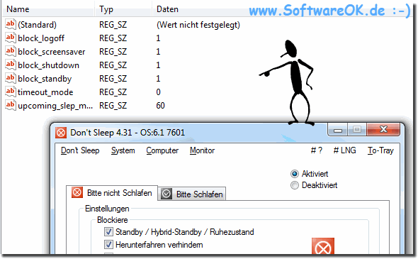 Standard Einsatz von Don't Sleep unter Windows 10!
