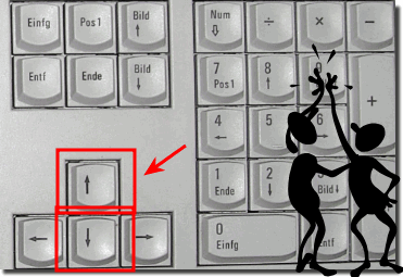 Aufwrts- oder Abwrtstasten Tasten unter Windows!