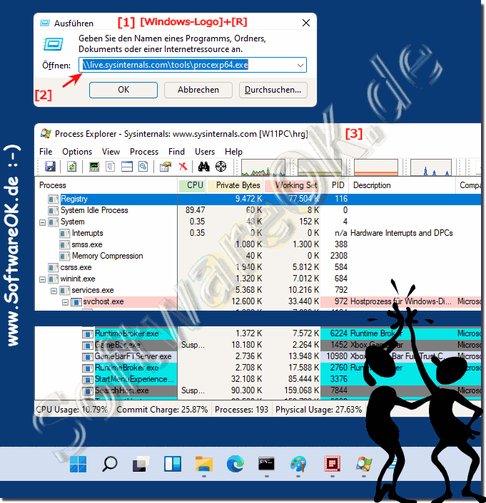 Beispiel der Process-Explorer auf Windows 11!
