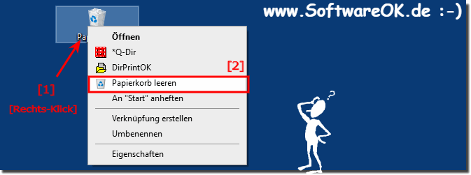 Den Papierkorb leeren um Speicherplatz freizugeben!