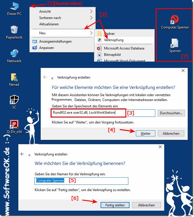 Desktop-Verknüpfung zum Sperren Ihres Windows PCs!