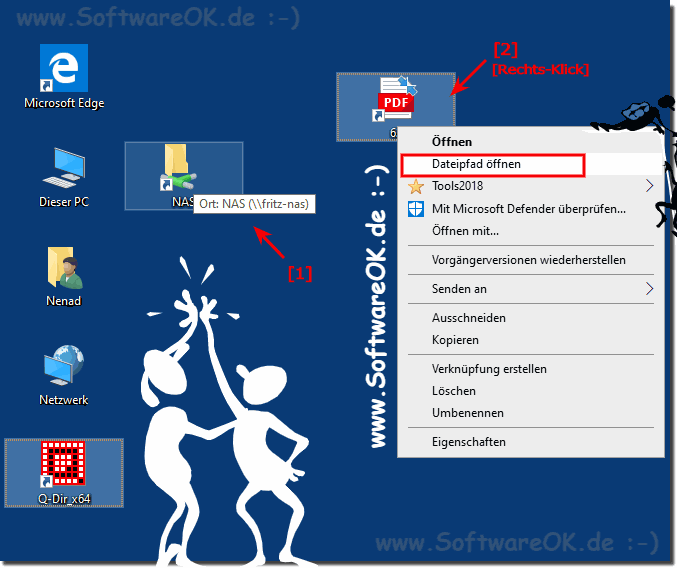 Desktop Symbole mit kleinen Pfeilen in der Ecke!