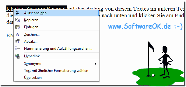 Rechtsklick der Maus bei Text!