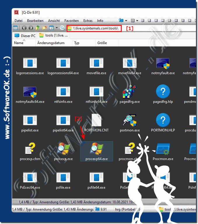 Sysinternals Tools direkt Starten aus Web-Ordner!