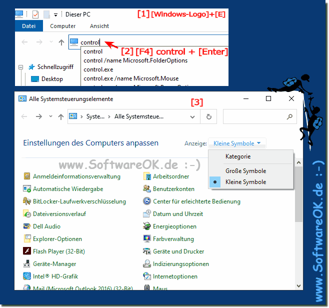 Systemsteuerung ber MS-Explorer