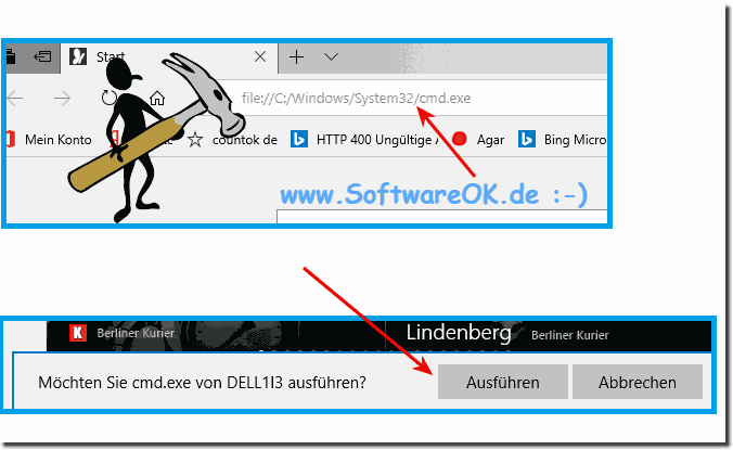 cmd.exe ber Edge oder MS-IE starten!