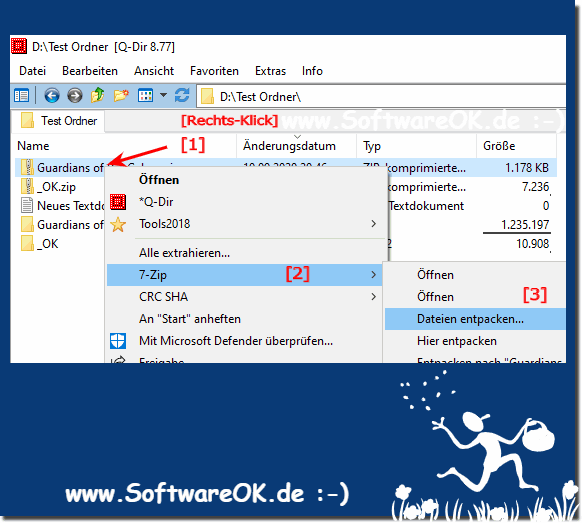 7Zip Dateien und Ordner Entpacken!