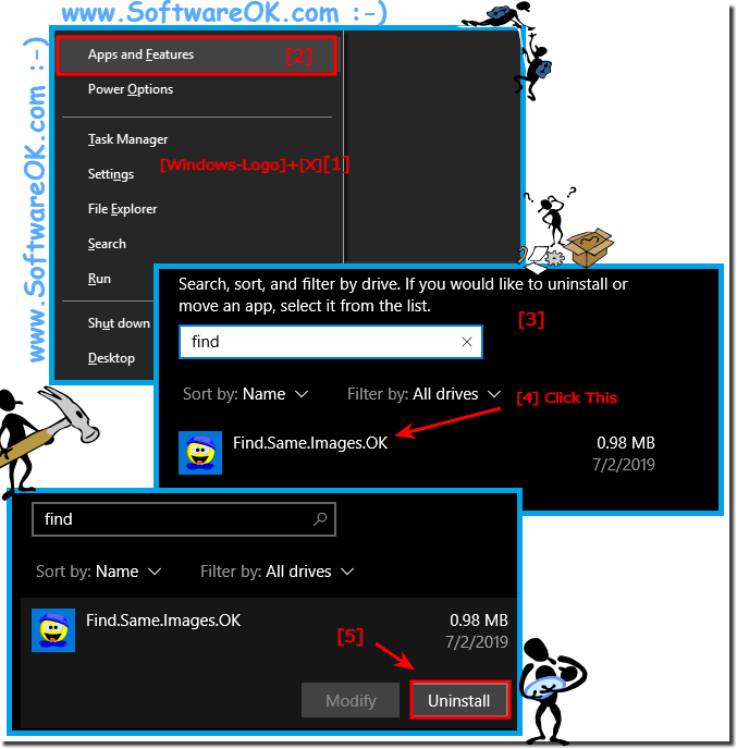 Deinstallieren Sie Find.Same.Images.OK von allen MS Windows 10 und anderen!