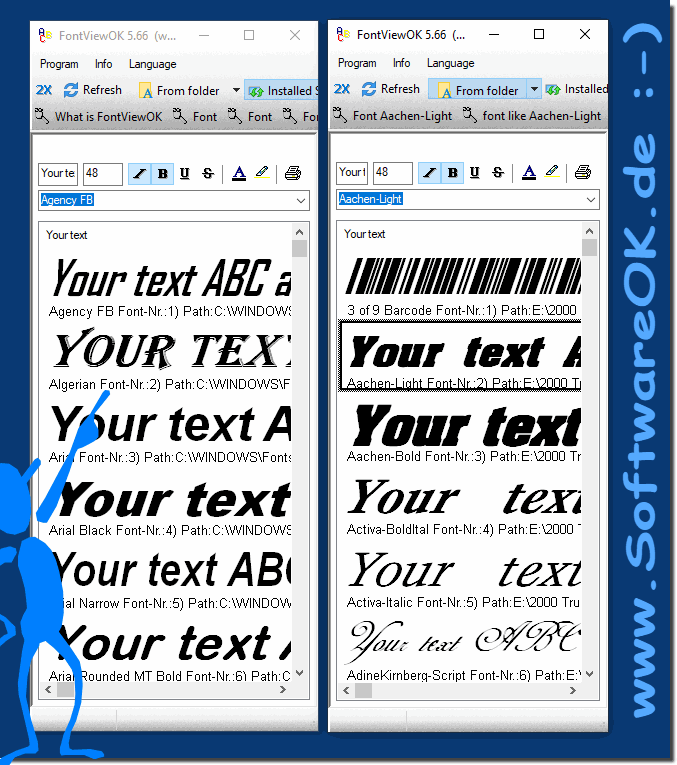 Zwei getrennte Ordner vergleichen Einer ist der SYSTEM-Schriftartenordner?