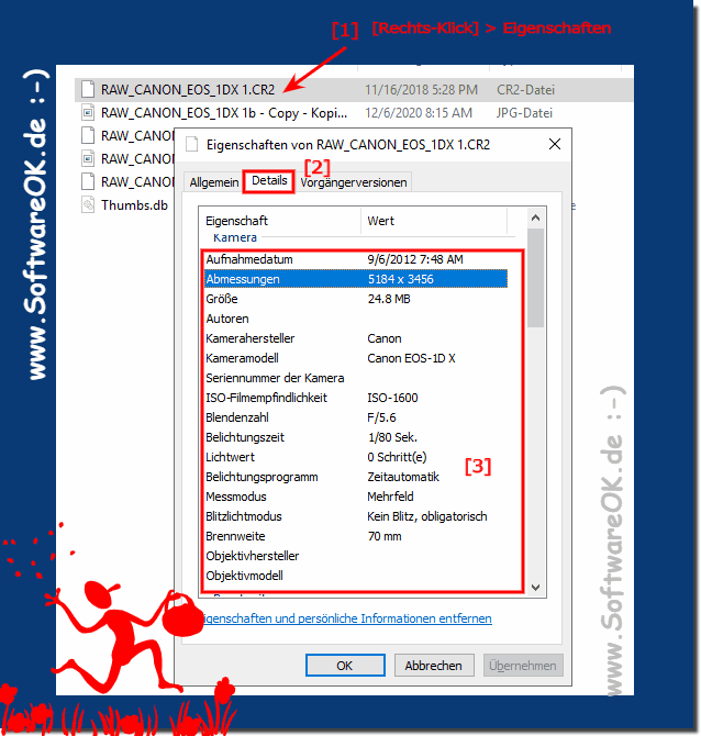 Die EXIF Dateiinformationen!