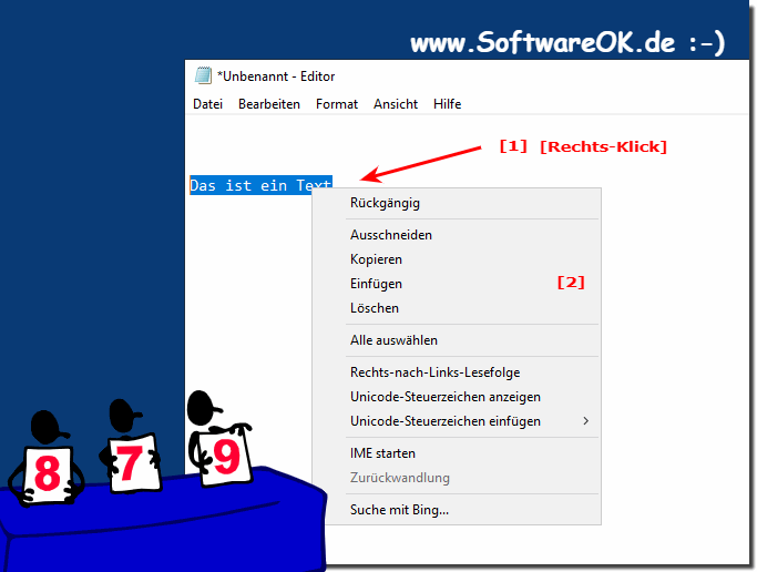 Ein Popup-Men vom Markiertem Text!