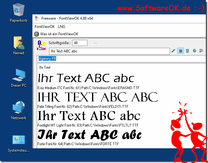 Eine Schriftart-Liste unter Windows! 