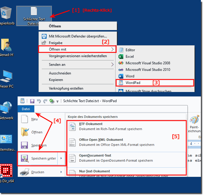 Konvertieren eine Text Datei zu RTF, ODT, DOCX, ....!