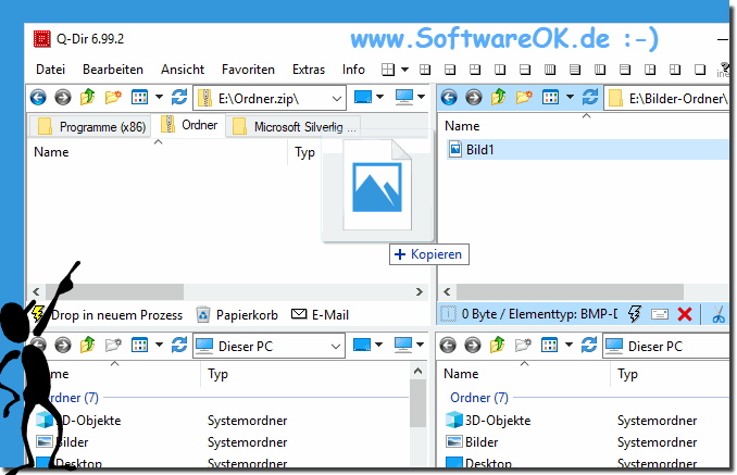 Kopieren von Verzeichnis nach Zip-Ordner in Q-Dir!