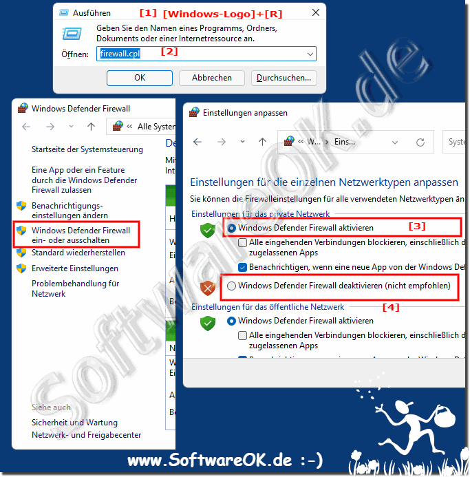 Aktivieren oder Deaktivieren der Microsoft Windows-Firewall!