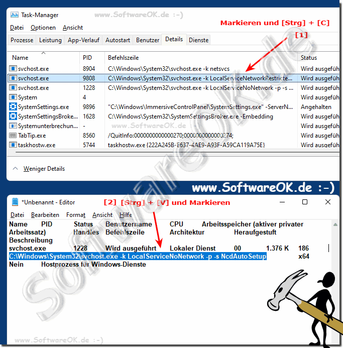 Befehlszeile von Programen Editieren bzw. Kopieren!