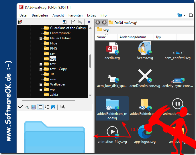 SVG-Miniaturansichten und Vorschau im Quad-Explorer Q-Dir!