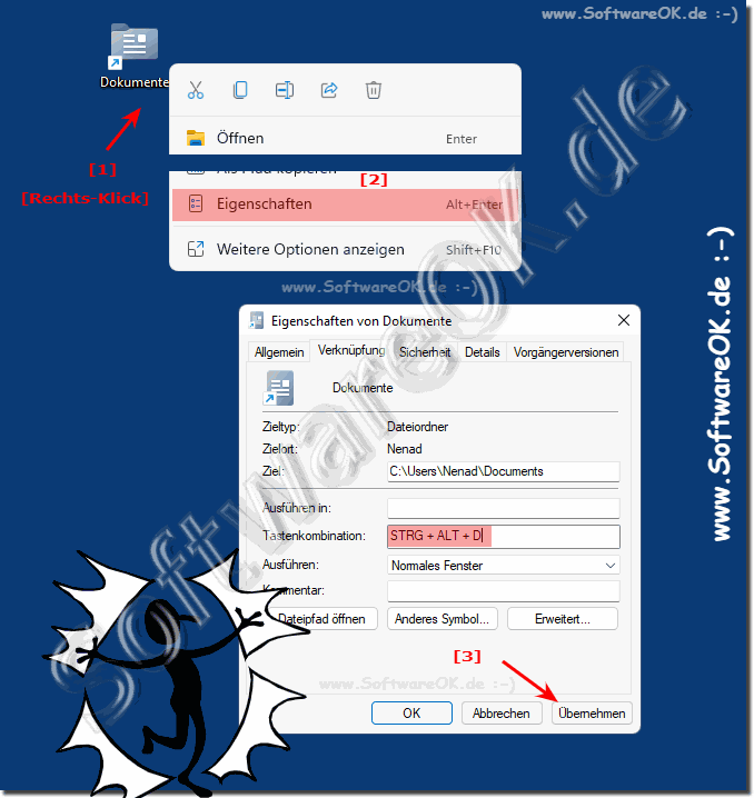 Tastenkombination zum ffnen vom Ordner zuweisen!