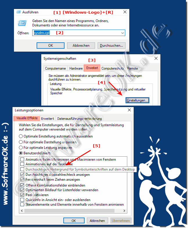 Windows Schatten auf den Symbolen deaktivieren!