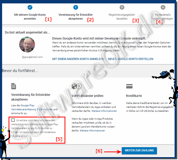 Bei Google als Entwickler registrieren (Account,Konto,erstellen)?