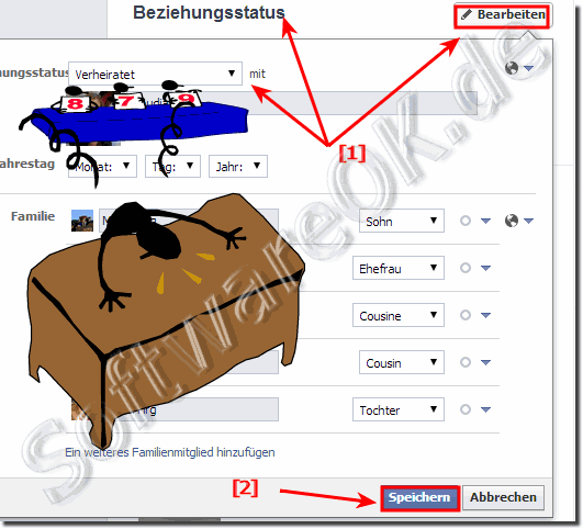 Beziehungsstatus bei Freunde und Familenmitglieder auf Facebook.de ndern