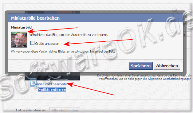 Das Profilbild anpassen, zuschneiden, gre verndern, den Ausschnit verschieben oder dei Position verndern!